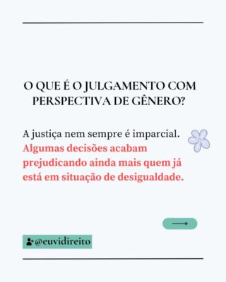 Você já parou para pensar que a justiça nem sempre trata homens e mulheres da mesma forma? 🤔

Muitas vezes, mulheres são desacreditadas, julgadas pelo que vestem ou pelo que fazem, e até perdem direitos por causa de estereótipos e isso precisa mudar!

O julgamento com perspectiva de gênero garante que a lei seja aplicada de forma justa, levando em conta as desigualdades.

Isso significa:
✔️ Proteção para vítimas de violência doméstica.
✔️ Respeito em julgamentos de crimes sexuais.
✔️ Combate à discriminação no trabalho.
✔️ Decisões justas na guarda dos filhos.

Ainda, Lei Mariana Ferrer veio para garantir que vítimas não sejam humilhadas em audiências. Agora, se um juiz permitir abusos, a decisão pode ser anulada e existe possibilidade que ele seja punido!

Além disso, ataques nas petições também não podem acontecer – desrespeito no tribunal não deve ser tolerado.

A justiça precisa ser um espaço de respeito e igualdade.

Temos um protocolo importante a ser seguido e uma não tão nova lei mas se a gente pensar bem eles tornam obrigatório o que seria o básico.

A mentalidade das pessoas precisa mudar, principalmente em relação ao respeito.

Qual a opinião de vocês?