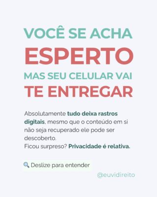 Tem gente que acredita que apagar uma mensagem resolve tudo. Que basta sumir com a conversa e pronto: assunto encerrado.

Mas quando a investigação começa, o que parecia ter desaparecido pode voltar à tona de formas que muita gente nem imagina, e em vez de ajudar vai te prejudicar.

Não é sobre paranoia. É sobre entender como o mundo digital funciona e o quanto ele fala mesmo quando você tenta silenciar.